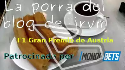 Porra Mondobets Formula 1-
GP Austria en el blog de jrvm Plato con porras y chocolate y símbolo de bitcoin