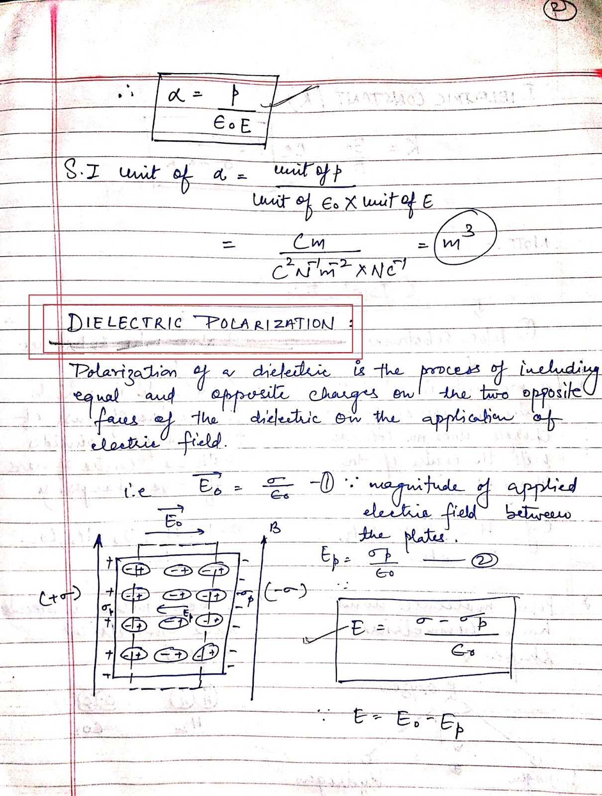 Topic (i) Dielectrics and Polarisation, Dielectric polarisation (ii
