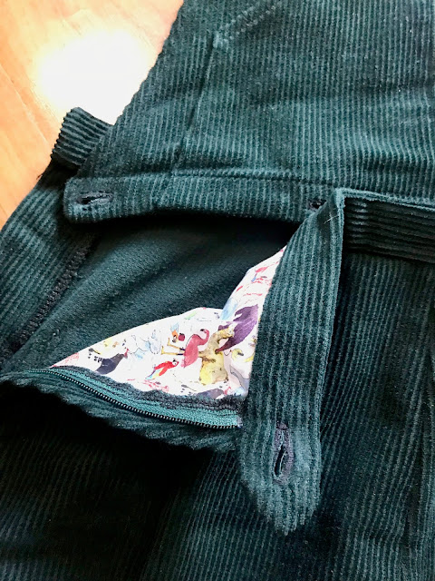 Diary of a Chain Stitcher: Closet Case Patterns Jenny Overalls in Bottle Green Corduroy from Like Sew Amazing with Detachable Bib
