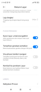 Setting aplikasi Rekam Layar Xiaomi