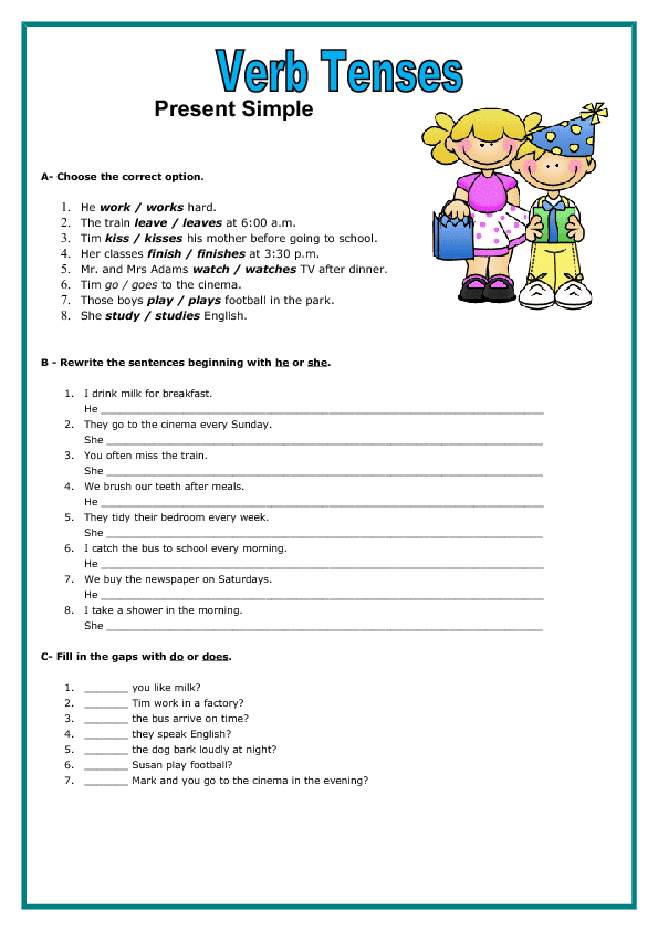 Revising The Present Simple Tense My English Printable Worksheets