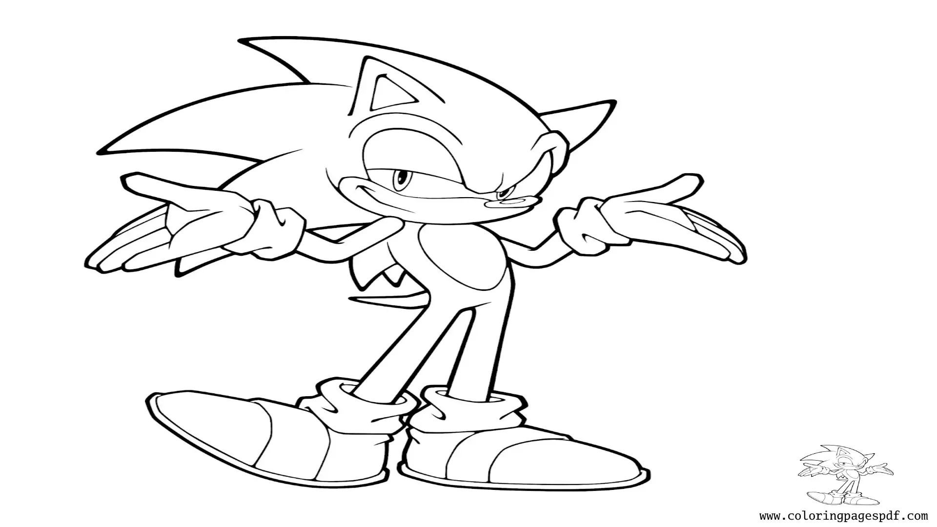 Coloring Page Of Sonic Shrugging
