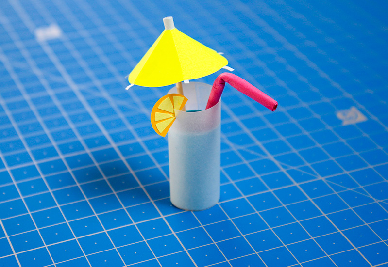 mini summer cocktail in paper cut by Camille Epplin