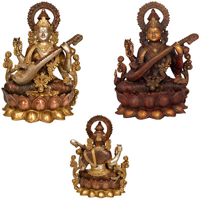 Goddess Saraswati Seated on Lotus
