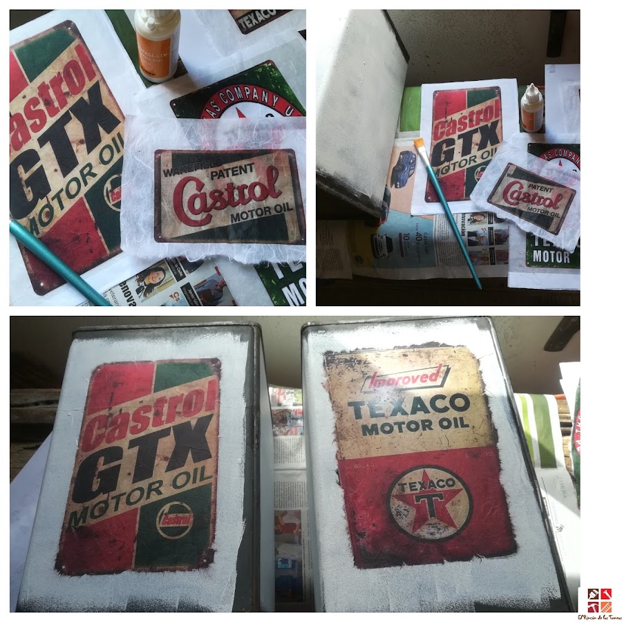 tunear latas con decoupage