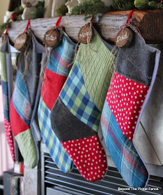 12 Days of Christmas Patchwork Stockings http://bec4-beyondthepicketfence.blogspot.com/2014/12/12-days-of-christmas-day-10-stockings.html