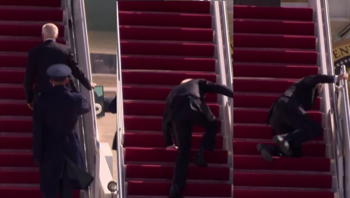 Unusual the video of US President Joe Biden falling three times on the