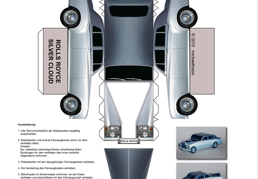 SP. Papel Modelismo PaperCraft Rolls Royce Silver Cloud Paper Car