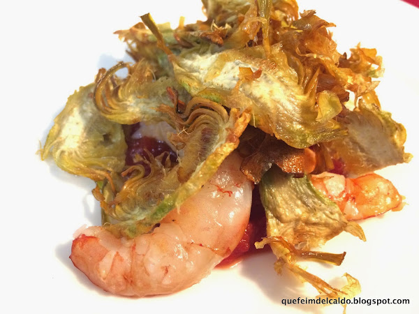 Gambón con confitura de tomate y alcachofa frita: vídeo receta