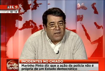Agência Lusa, Marinho Pinto acusa a polícia de continuar com tiques da ditadura, programa Opinião Pública, SIC Notícias, Marinho Pinto disse que a PSP não pode agir desta maneira