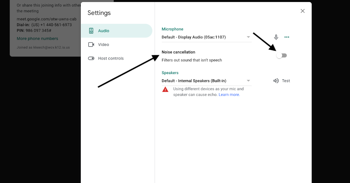 Silence background noise in Google Meet