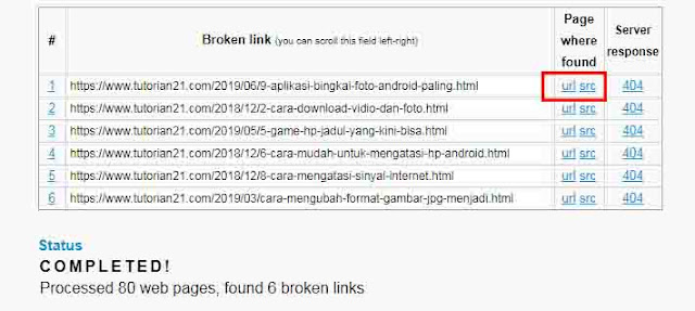 Cara menghapus broken link menggunakan situs brokenlinkchecker.com