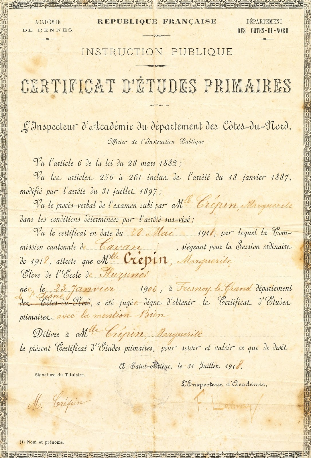 jeunes et généalogie www.jeunesetgenealogie.fr Enigmatique certificat d'études jeunes et généalogie www.jeunesetgenealogie.fr Enigmatique certificat d'études