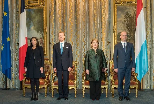 Grand Duke Henri, Grand Duchess Maria Teresa and Princess Alexandra visited Paris City Hall and met with Mayor of Paris Anne Hidalgo