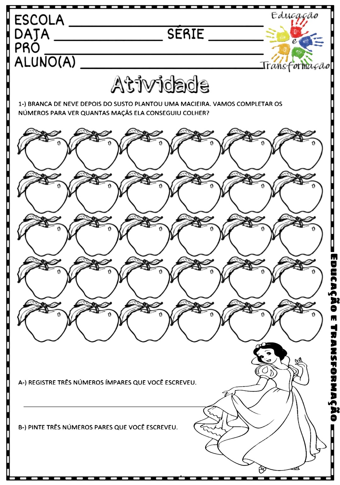 Blog Educação e Transformação: 👍Atividades: Branca de Neve e os Sete Anões