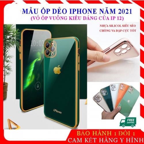 Ốp mặt kính DẺO, viền VUÔNG IPhone 6 ĐẾN 12PROMAX bảo vệ camera