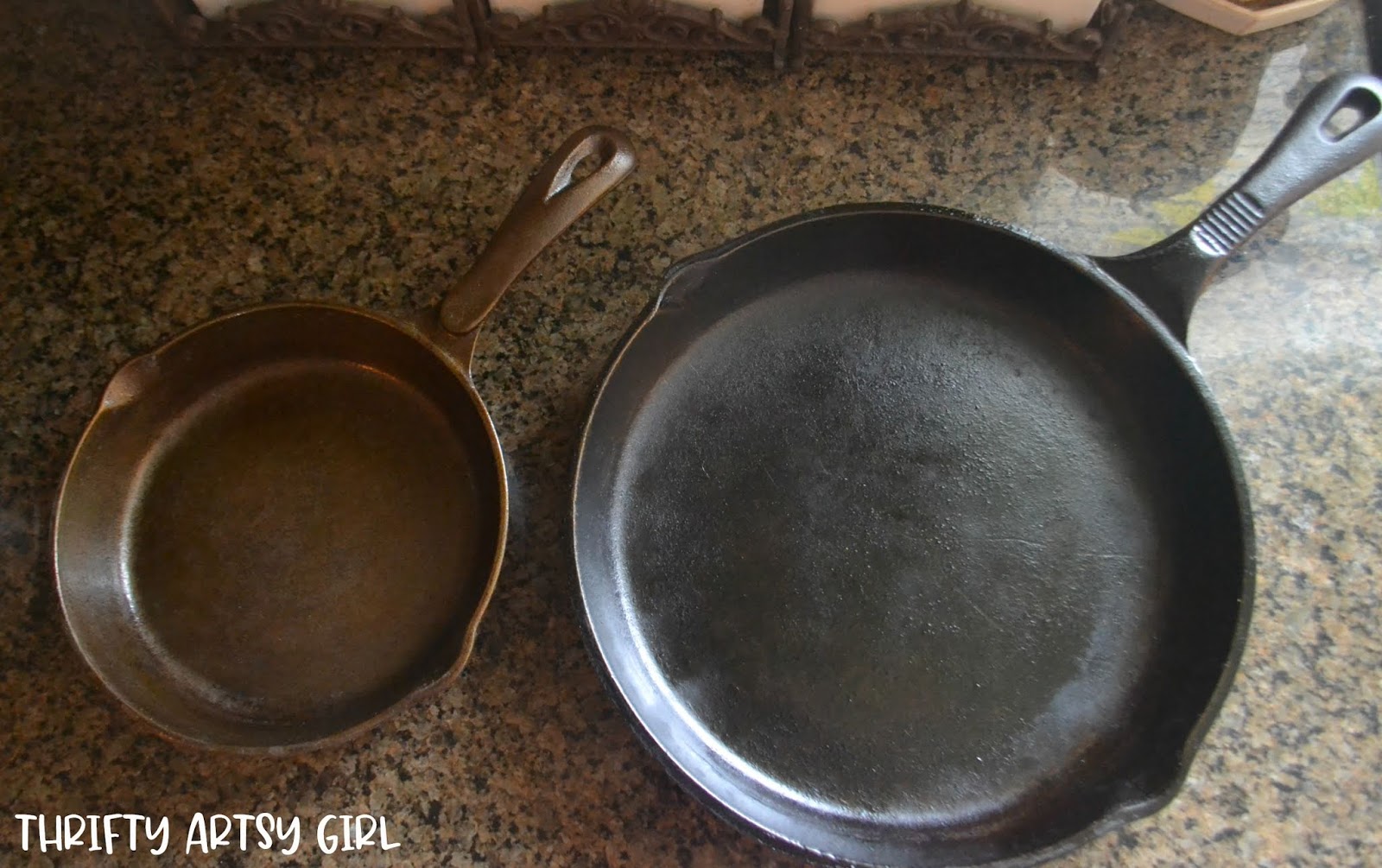 Thrifty Artsy Girl How to Clean and Season a Rusty Cast Iron Skillet