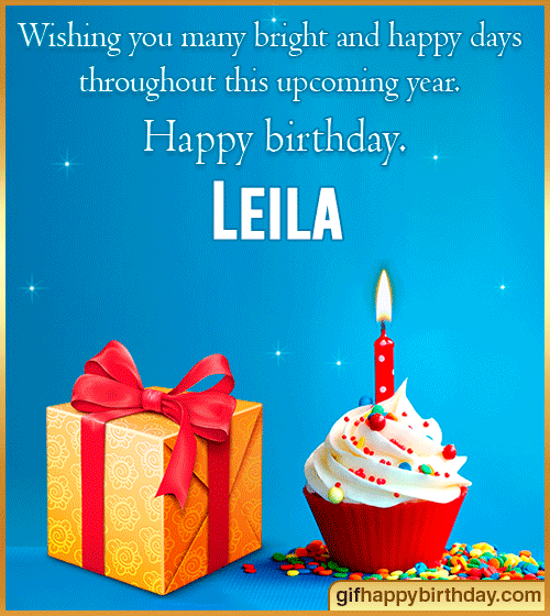 Wish Happy Birthday GIFs with Name Leila