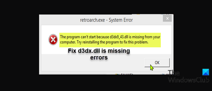Fix d3dx.dll fehlt Fehler