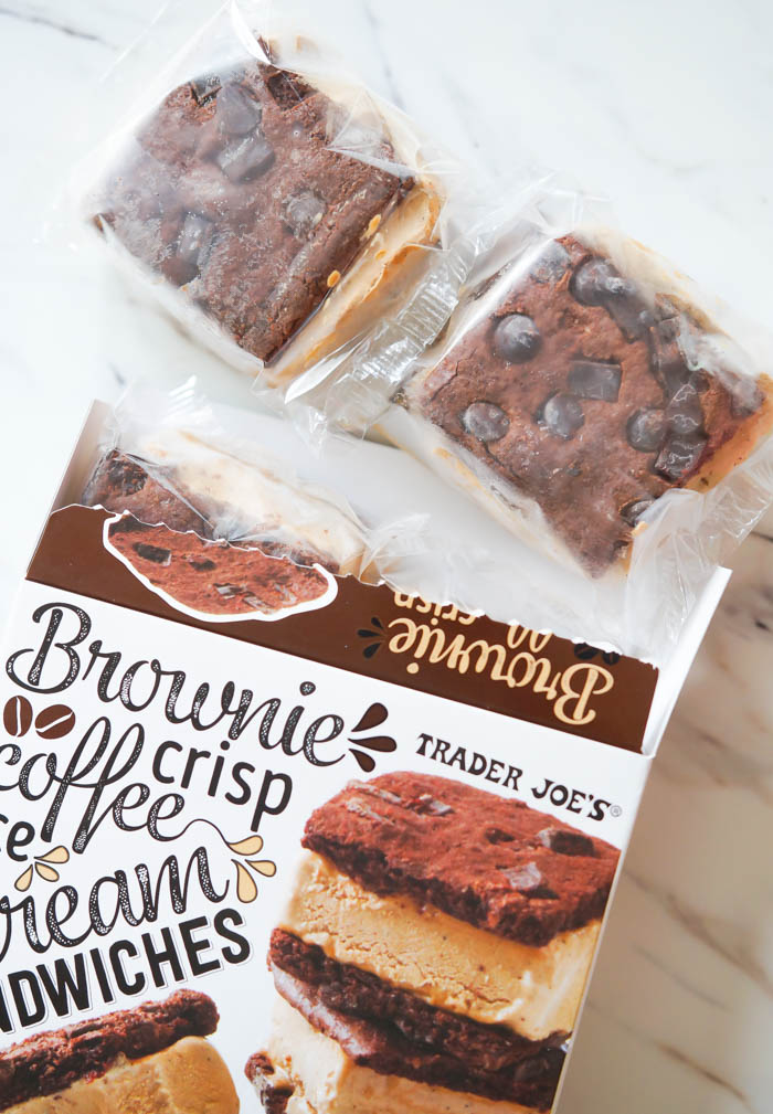 Trader Joe's Brownie Crisp Coffee Ice Cream Sandwiches Review Sweet