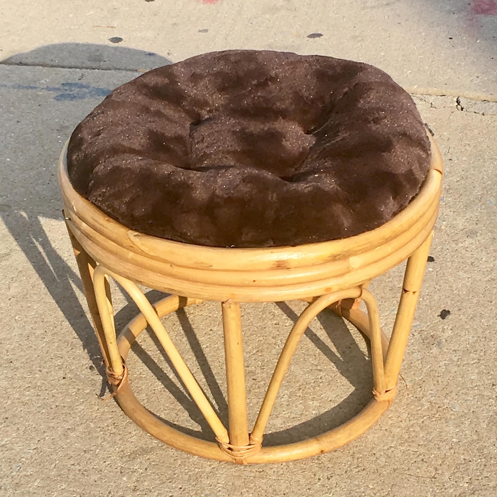 Uhuru Furniture & Collectibles Bamboo Ottoman with Brown Tufted