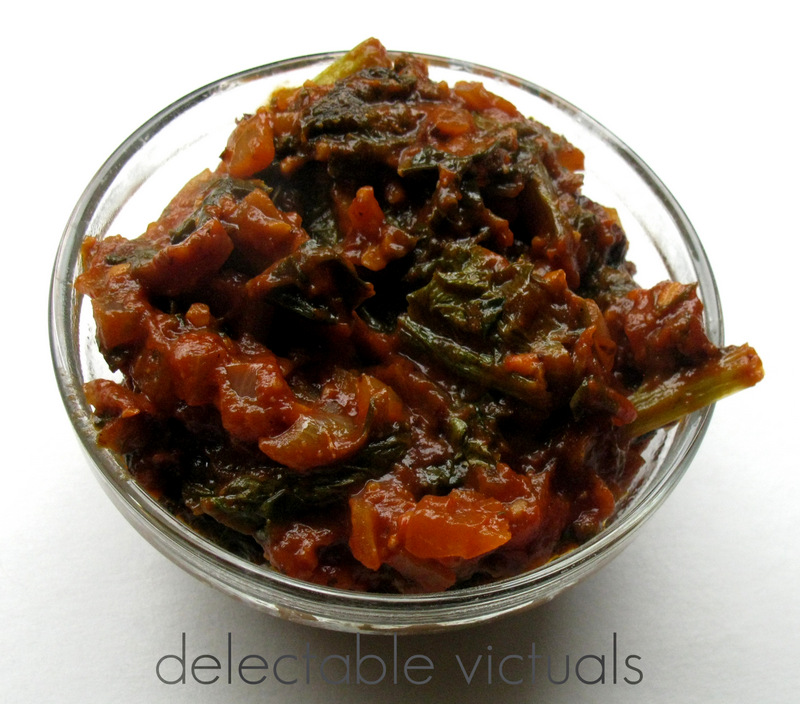 Delectable Victuals Baked Eggplant Slices with Mustard Greens Sauce