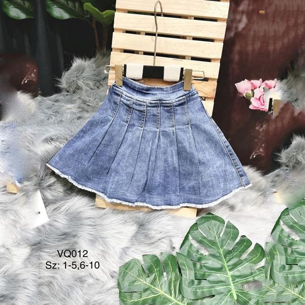 Chân Váy Bé Gái Denim Xếp Ply Trơn - LNA 159846 5 2 343