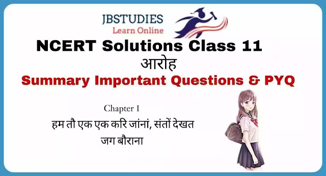 Solutions class 11 Core hindi आरोह Chapter 1 - (हम तौ एक एक करि जांनां, संतों देखत जग बौराना)