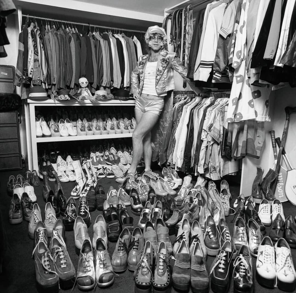 Elton John in His Closet, London, 1975 Vintage News Daily