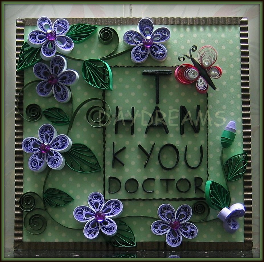 DAYDREAMS Quilled eye chart thank you card. Eye Chart Thank You