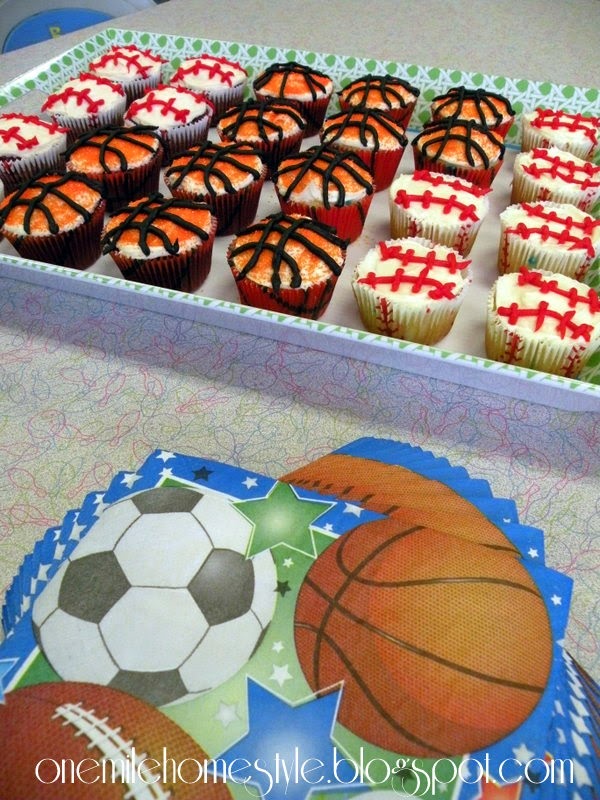 Sports Theme Birthday Party - Baseball and Basketball Cupcakes