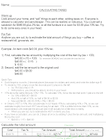 Coaching our kids with Aspergers: Math Worksheet - Calculating Tax