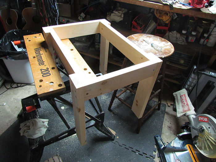 Small DIY Pine Table/Stand for Equipment Rack Crawls Backward (When Alarmed)
