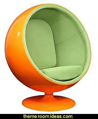 Orange Ball Lounge Chair Retro mod style decorating ideas Retro mod style decorating ideas - mid century mod style decorating ideas - mid century furniture - Modern Retro eclectic decorating ideas - retro decor - funky modern decorating - 50s, 60s, 70s - Mid century Interiors - retro mod style nursery - mid century modern bedroom Orange Ball Lounge Chair Retro mod style decorating ideas