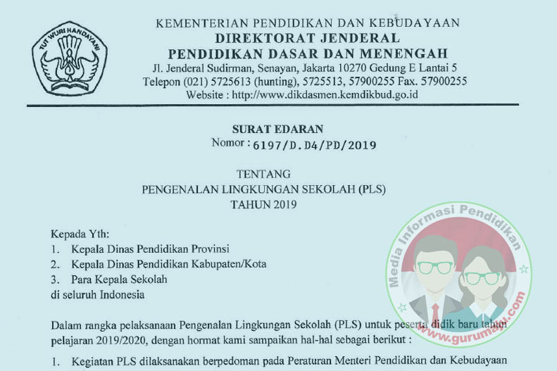 Surat Edaran Tentang Pengenalan Lingkungan Sekolah Pls