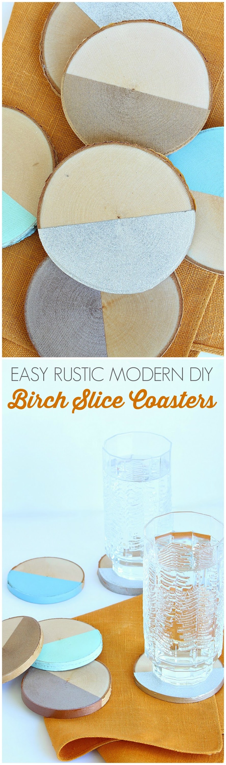 DIY Painted Birch Slice Coasters Dans le Lakehouse