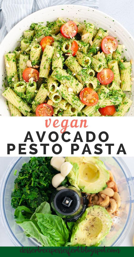 Vegan Avocado Pesto Pasta Dessert recipes Seifert