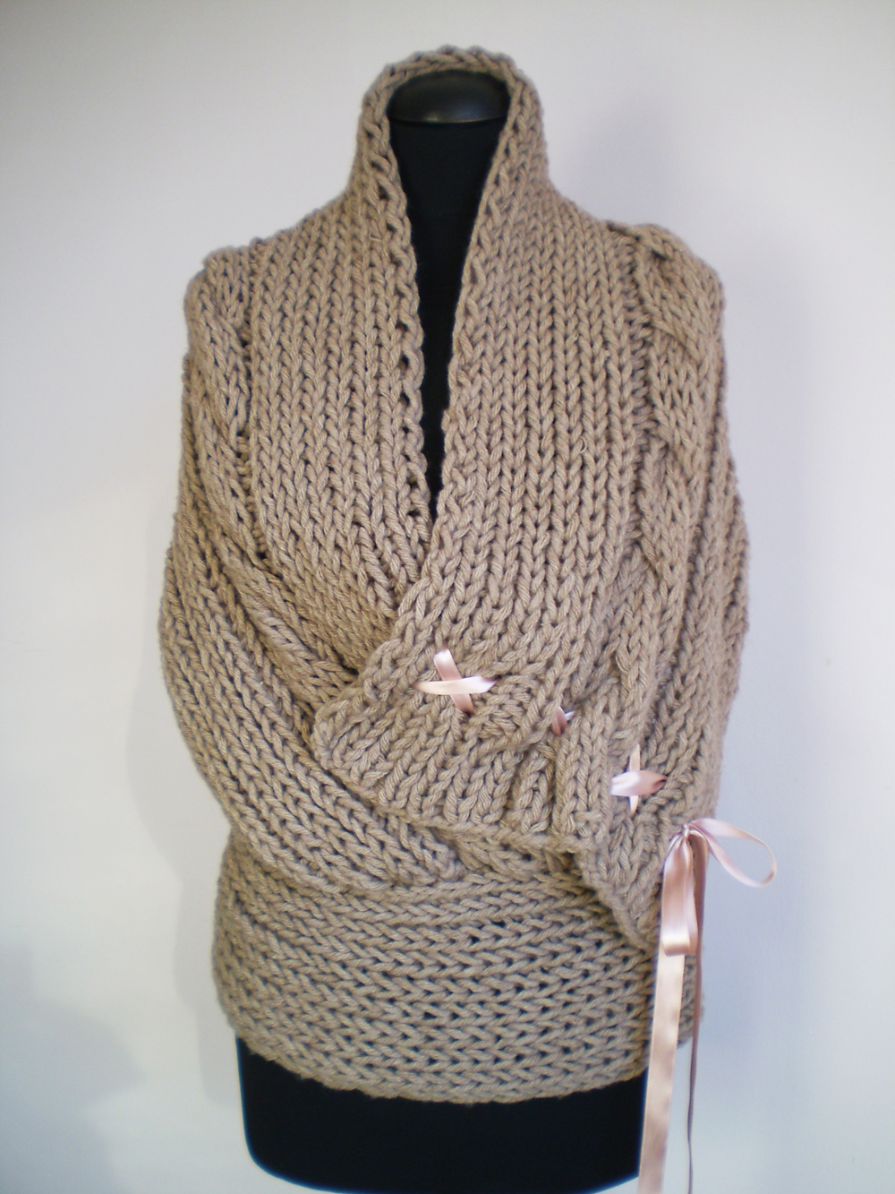 DIVNA'S SWEATERS French beige sweater or shrug Cable knitting and unique