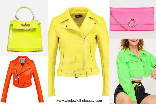 neons hand bags jackets