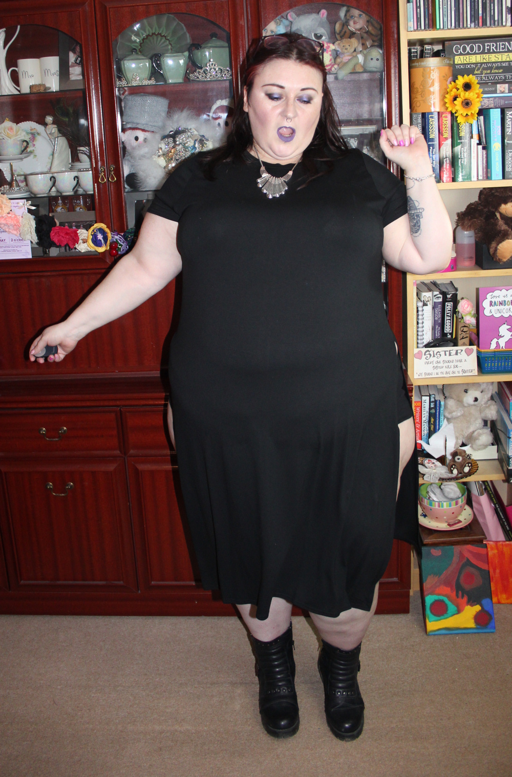 Yours Clothing Black Short Sleeve Plus Size Maxi Top With Large Side Splits 6