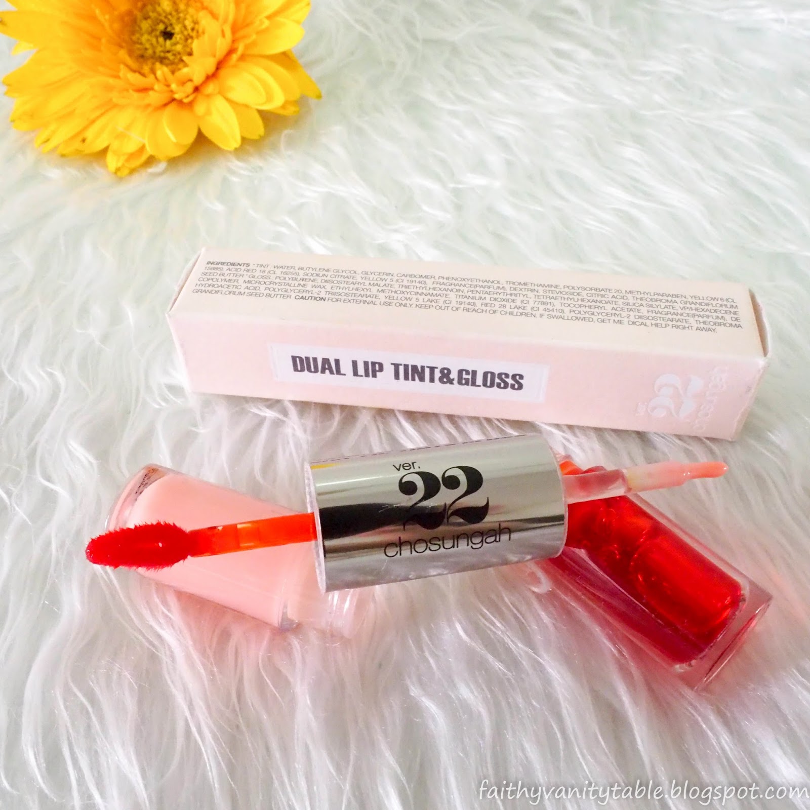 ขาย*พร้อมส่ง*Chosungah22 Dual Lip Tint & Gloss Lace สีส้ม ลิปกลอสผลิตจากเกาหลี ติดแน่น สีสวย