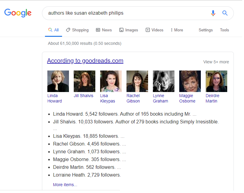 Goodreads Search Results For Authors similar to Susan Elizabeth Phillips.