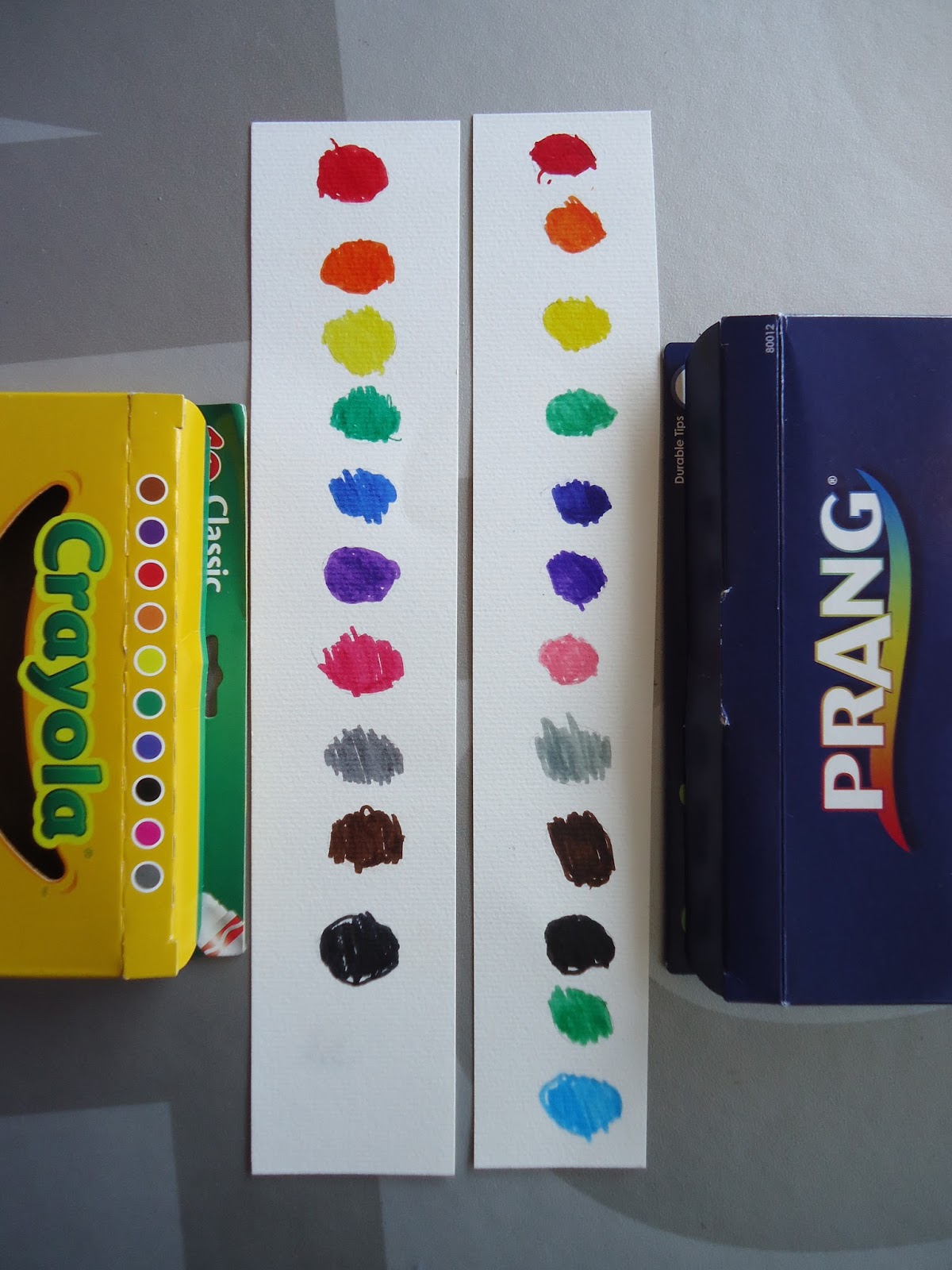 Mini Matisse Comparing Products Prang vs. Crayola Markers