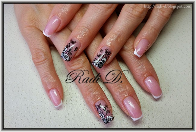 It`s all about nails: Long nails french with flowers