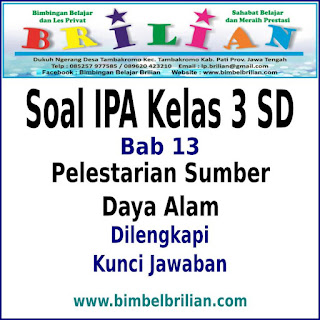 Download Soal IPA Kelas 3 SD BAB Pelestarian Sumber Daya Alam Dan Kunci Jawaban