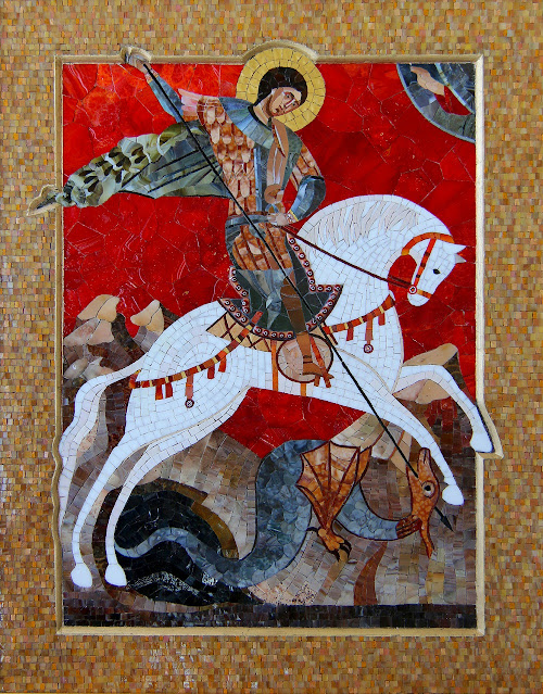 Мозаичная икона Георгий Победоносец