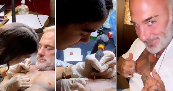 Sharon Fonseca graba un nuevo tatuaje en la piel Gianluca Vacchi