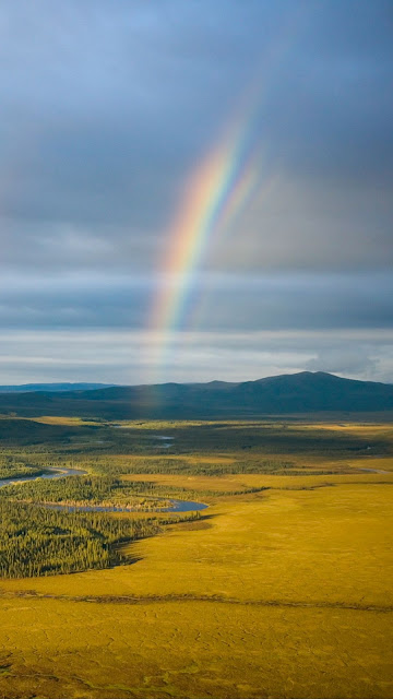 Wallpaper Rainbow Landacape, Grass Field, River