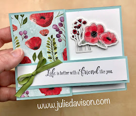 His and Hers Double Z Fold Cards + VIDEO Tutorial ~ Stampin' Up! Peaceful Poppies Suite ~ www.juliedavison.com