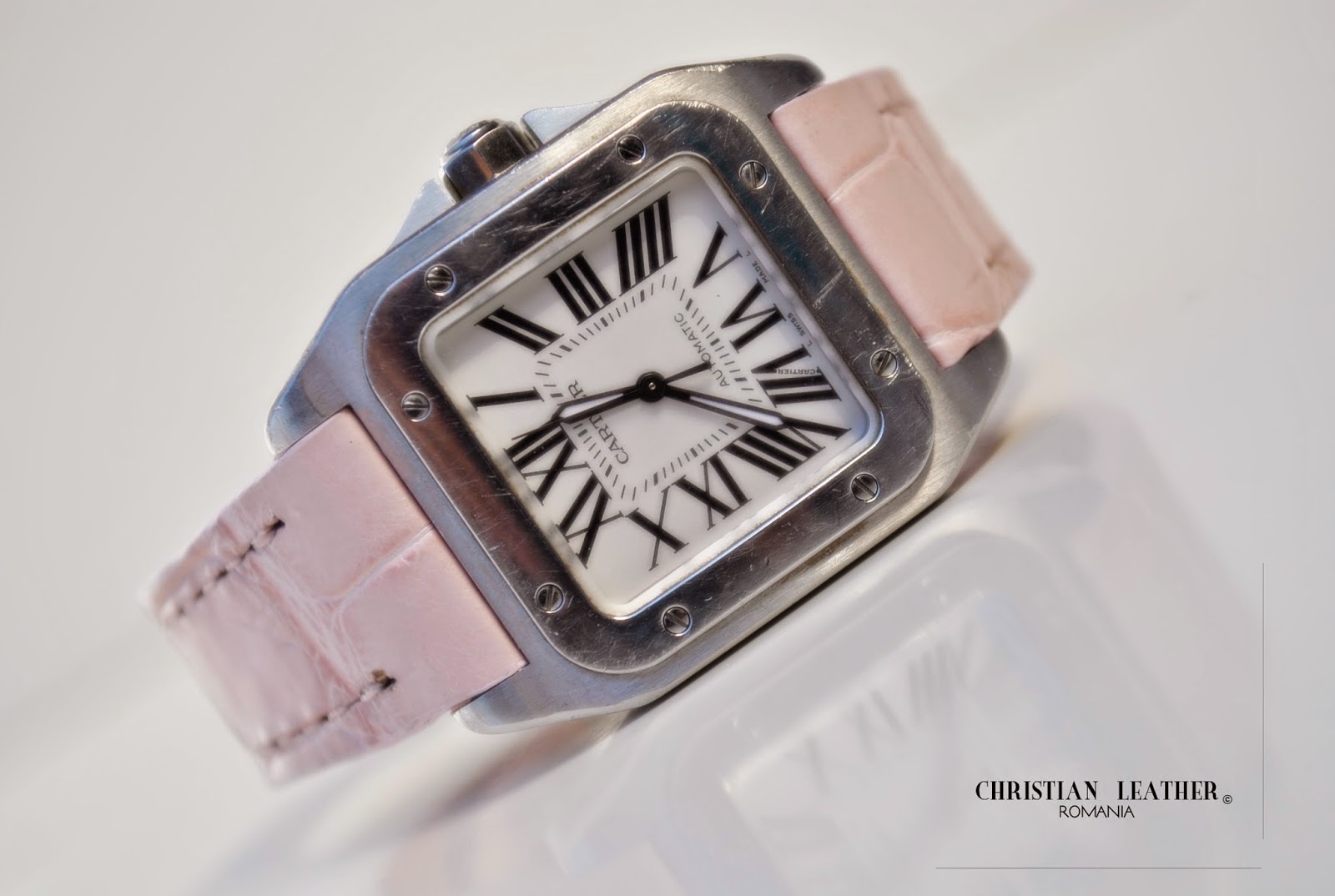 CURELE DE CEAS DIN PIELE CARTIER Women's Watch Light Pink Alligator